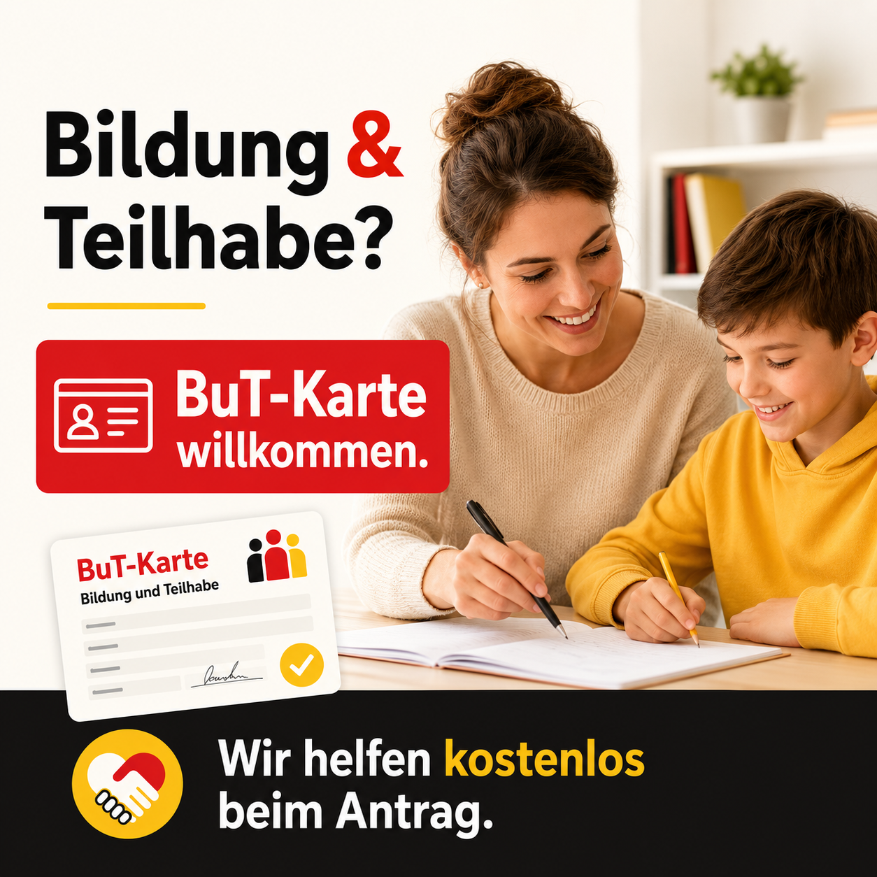 BuT-Karte willkommen – wir helfen kostenlos beim Antrag.