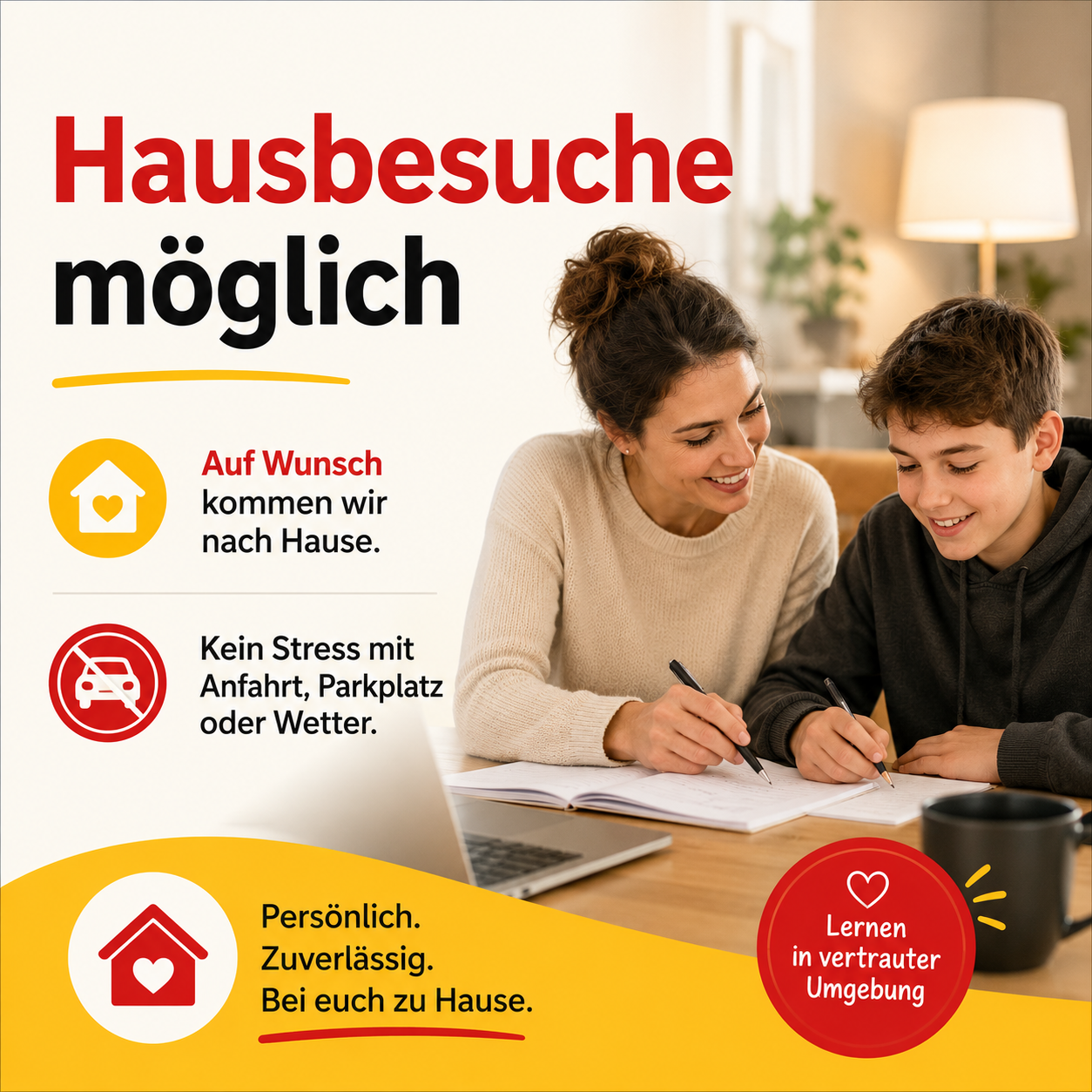 Hausbesuche möglich – persönlich, zuverlässig, bei euch zu Hause.